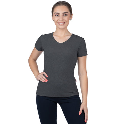 CottoNIR™ Ribbed V-Neck Short Sleeve T-Shirt for Women - Nirlon