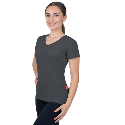 CottoNIR™ Ribbed V-Neck Short Sleeve T-Shirt for Women - Nirlon
