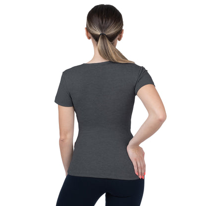 CottoNIR™ Ribbed V-Neck Short Sleeve T-Shirt for Women - Nirlon