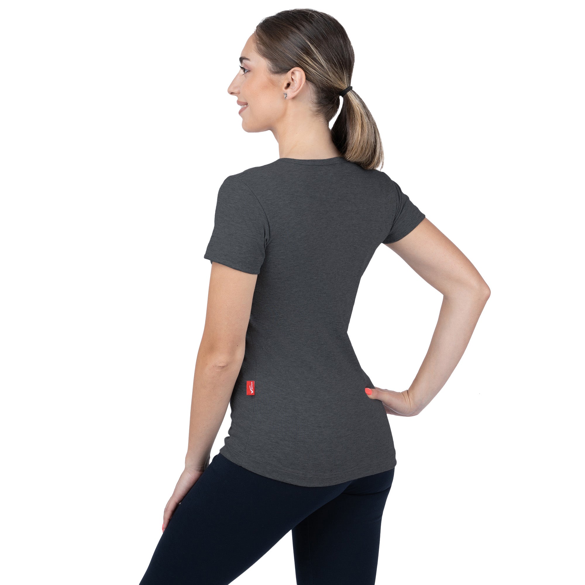 CottoNIR™ Ribbed V-Neck Short Sleeve T-Shirt for Women - Nirlon