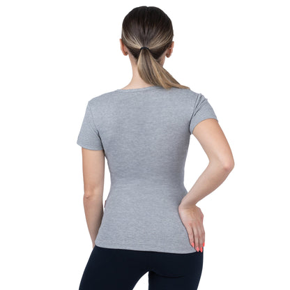 CottoNIR™ Ribbed V-Neck Short Sleeve T-Shirt for Women - Nirlon
