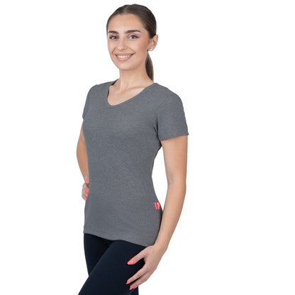 CottoNIR™ Ribbed V-Neck Short Sleeve T-Shirt for Women - Nirlon