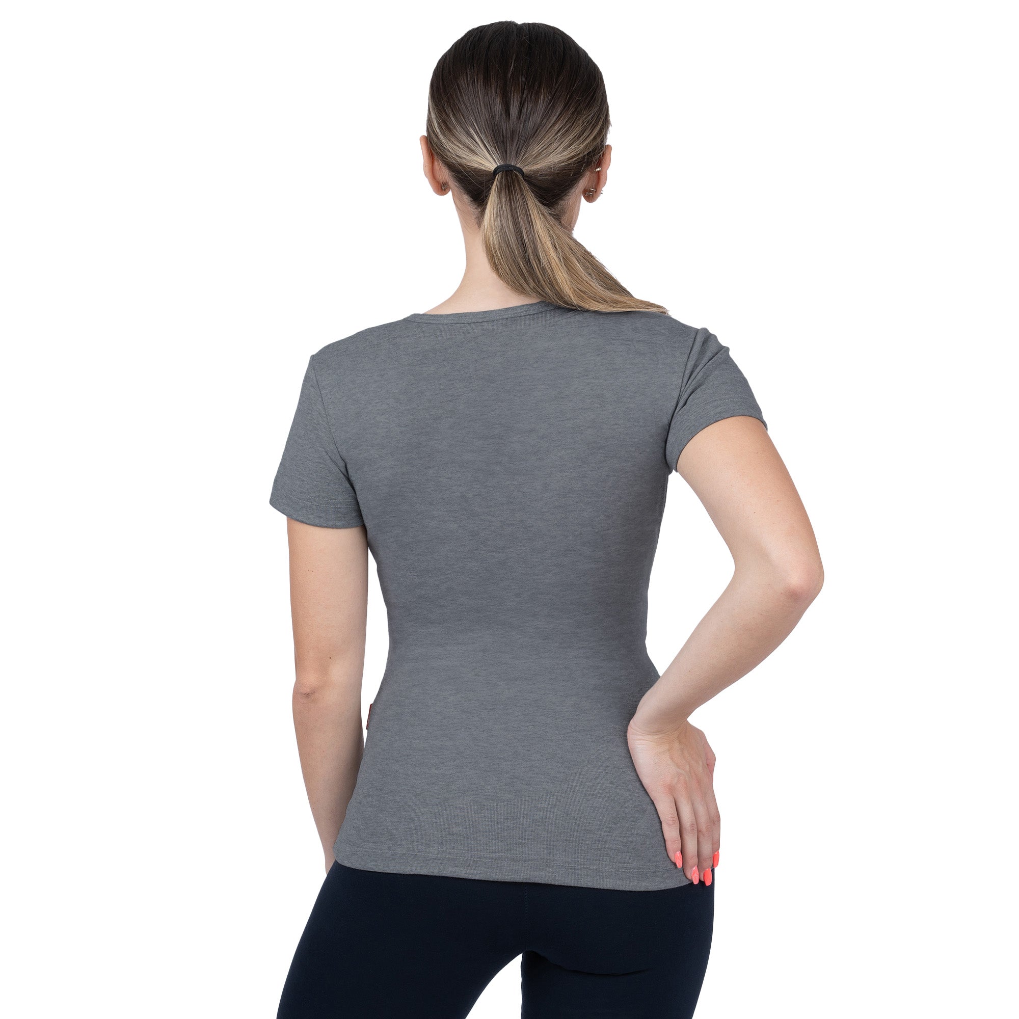 CottoNIR™ Ribbed V-Neck Short Sleeve T-Shirt for Women - Nirlon