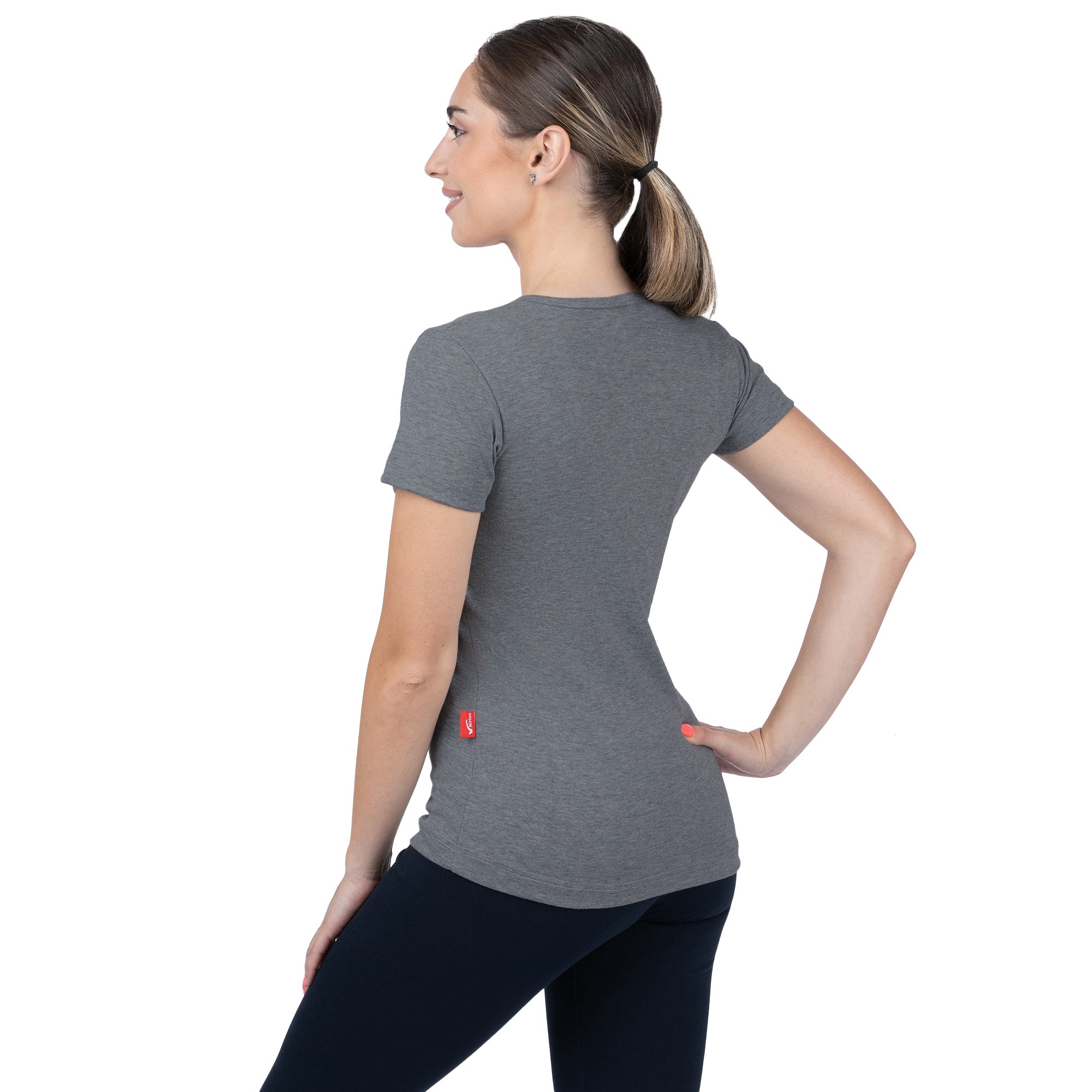 CottoNIR™ Ribbed V-Neck Short Sleeve T-Shirt for Women - Nirlon