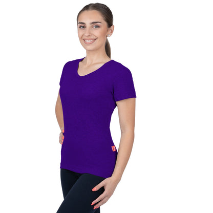 CottoNIR™ Ribbed V-Neck Short Sleeve T-Shirt for Women - Nirlon
