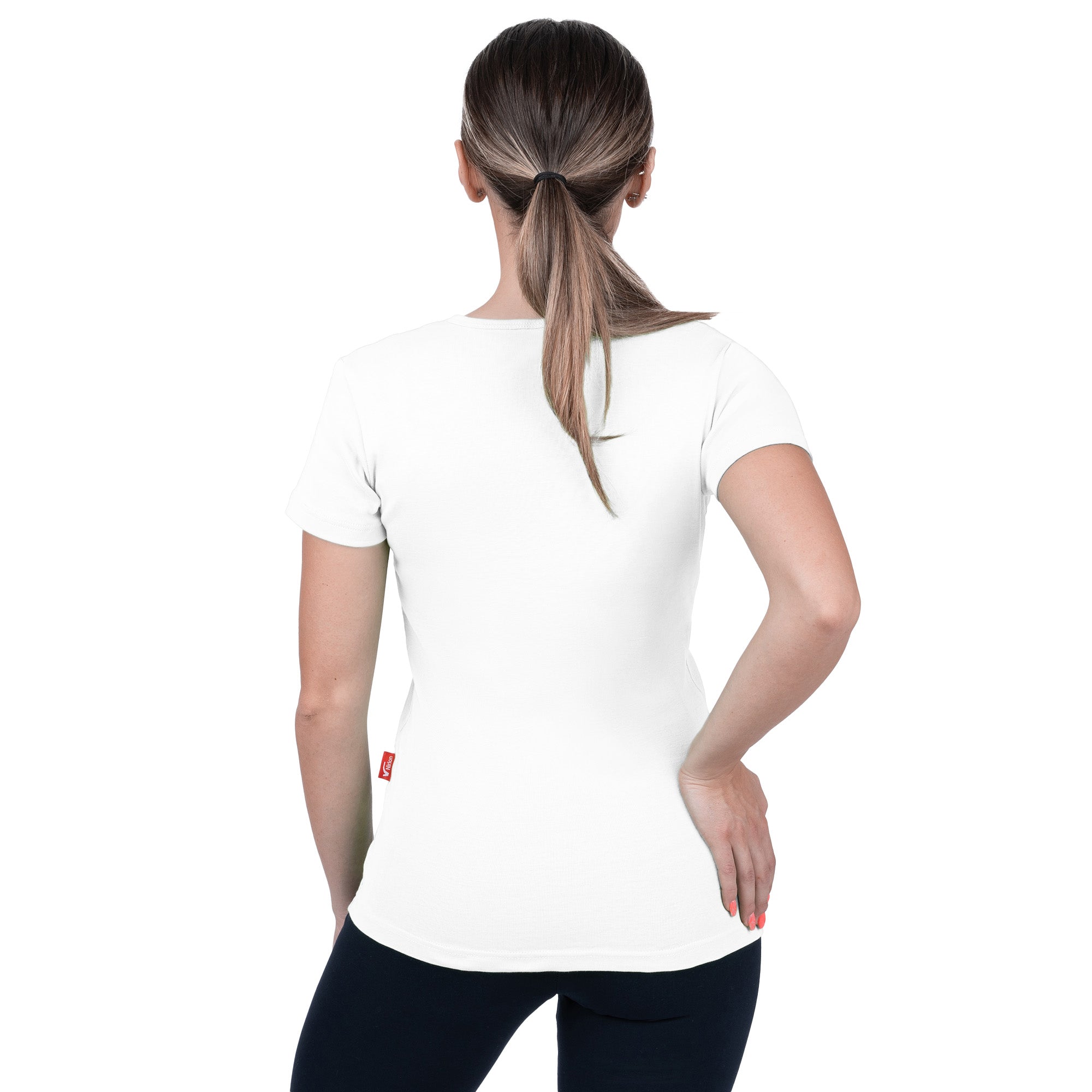 CottoNIR™ Ribbed V-Neck Short Sleeve T-Shirt for Women - Nirlon