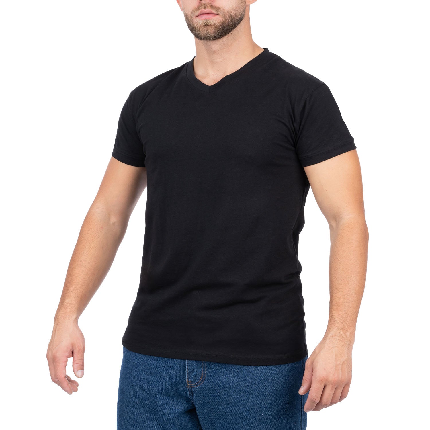 V-Neck Short Sleeve Lycra T-Shirt for Men - Nirlon
