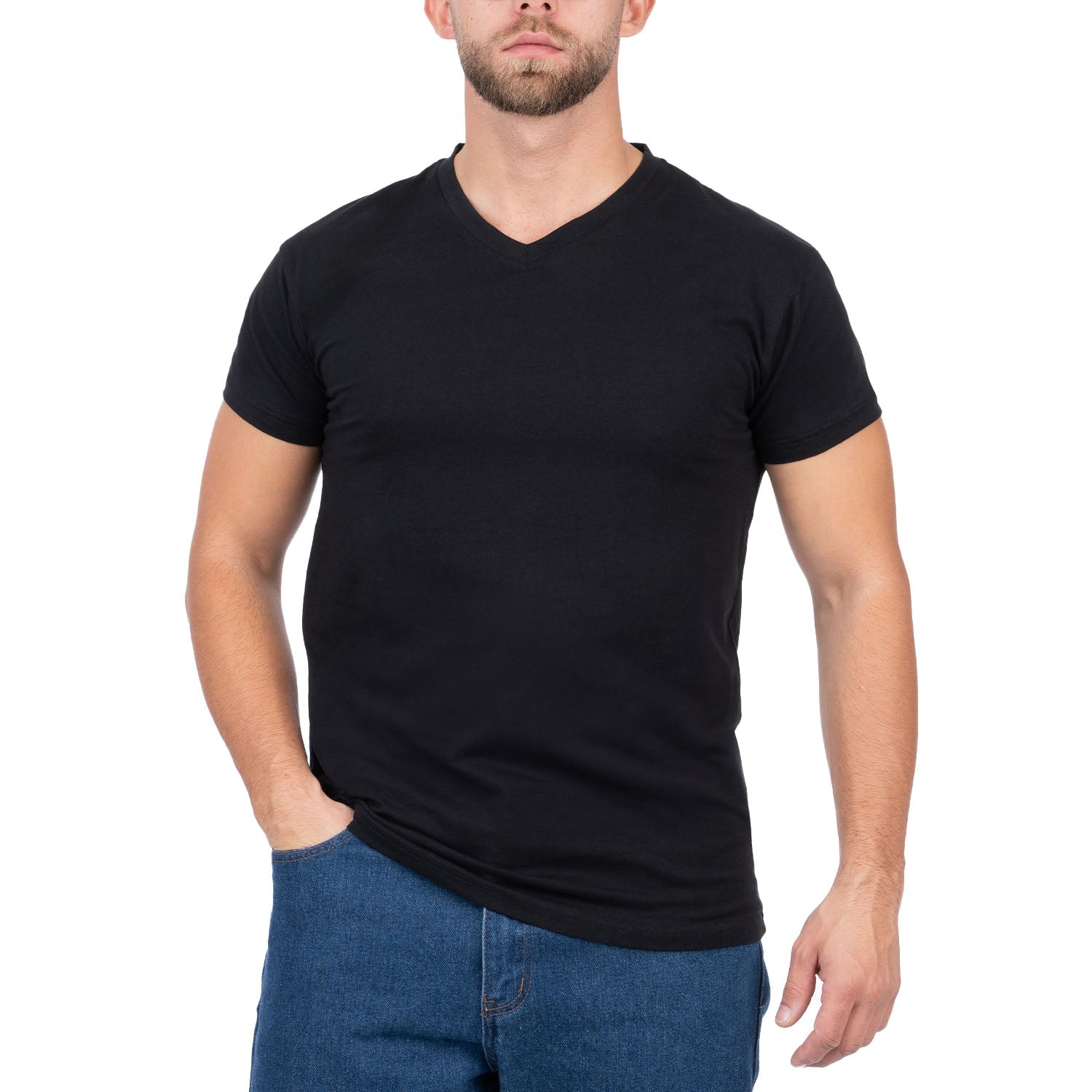 V-Neck Short Sleeve Lycra T-Shirt for Men - Nirlon