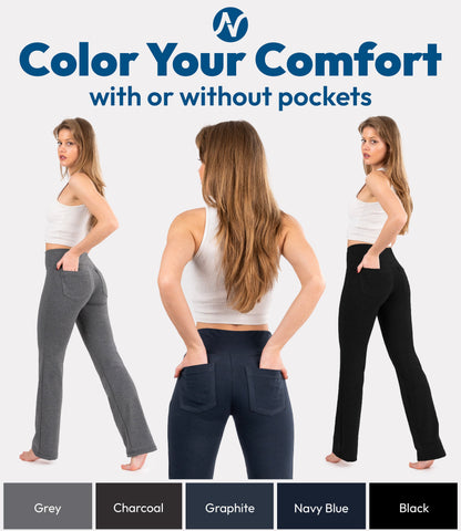 CottoNIR™ Straight-Leg Yoga Pants with Pockets for Women