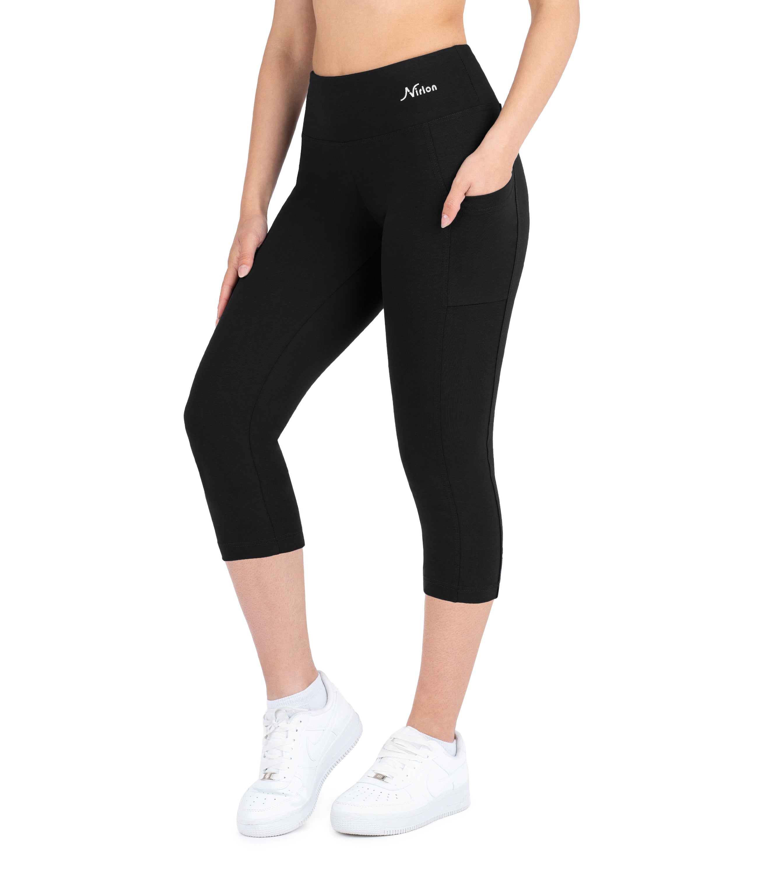 CottoNIR™ High Waist Capri Leggings with Pockets for Women