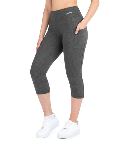 CottoNIR™ High Waist Capri Leggings with Pockets for Women