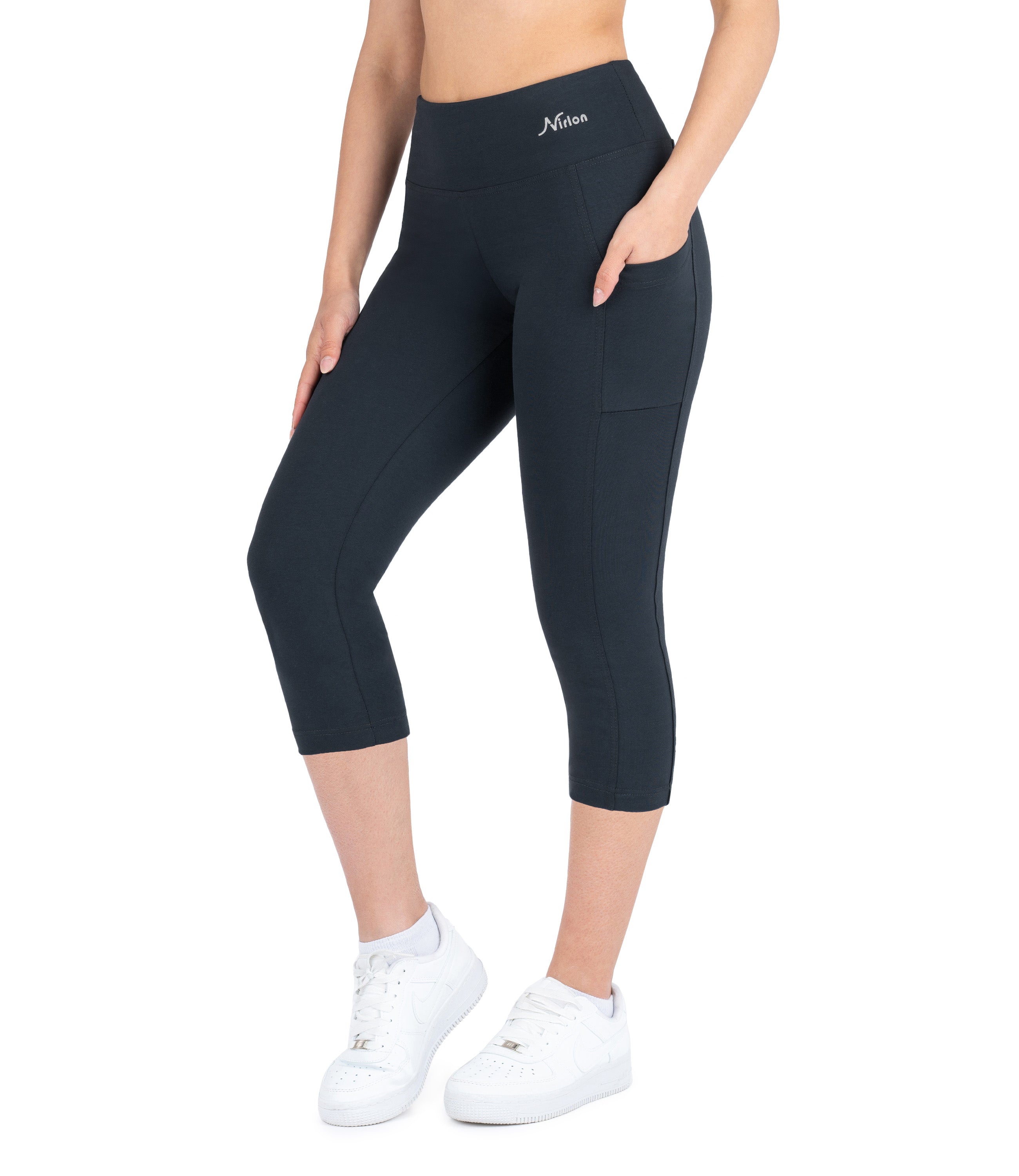 CottoNIR™ High Waist Capri Leggings with Pockets for Women