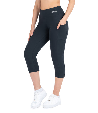 CottoNIR™ High Waist Capri Leggings with Pockets for Women