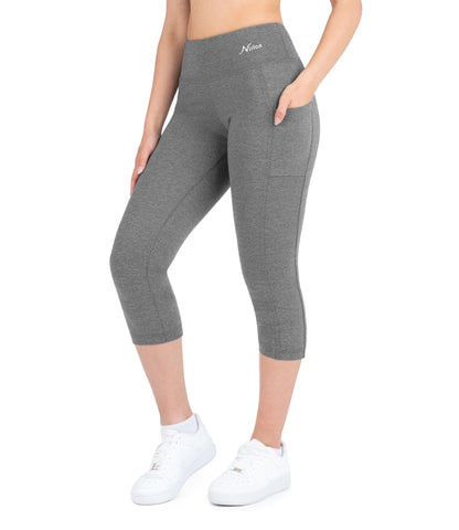 CottoNIR™ High Waist Capri Leggings with Pockets for Women