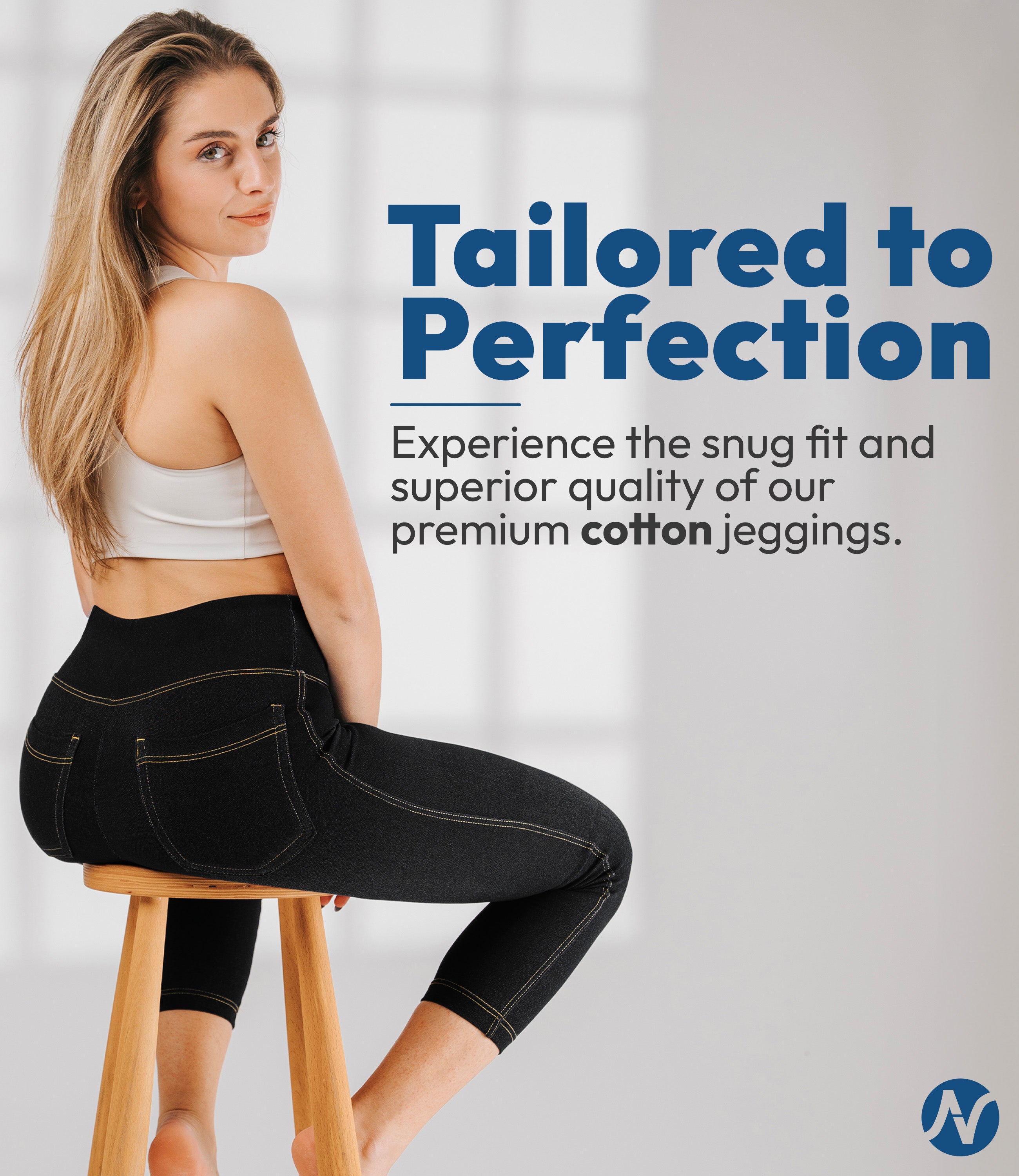 NirJEANS™ High Waist Denim-Look 7/8 Jeggings for Women