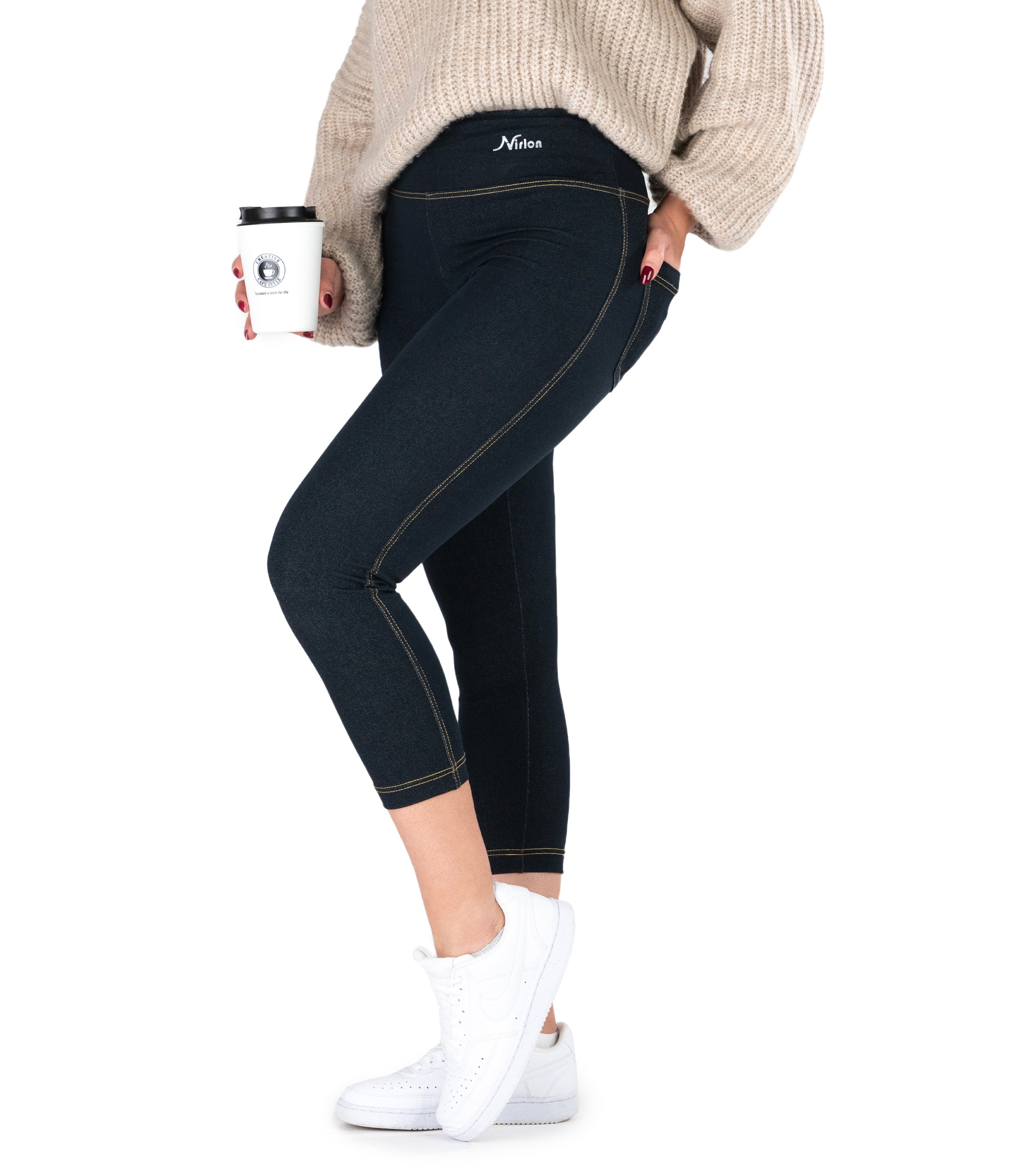 NirJEANS™ High Waist Denim-Look 7/8 Jeggings for Women