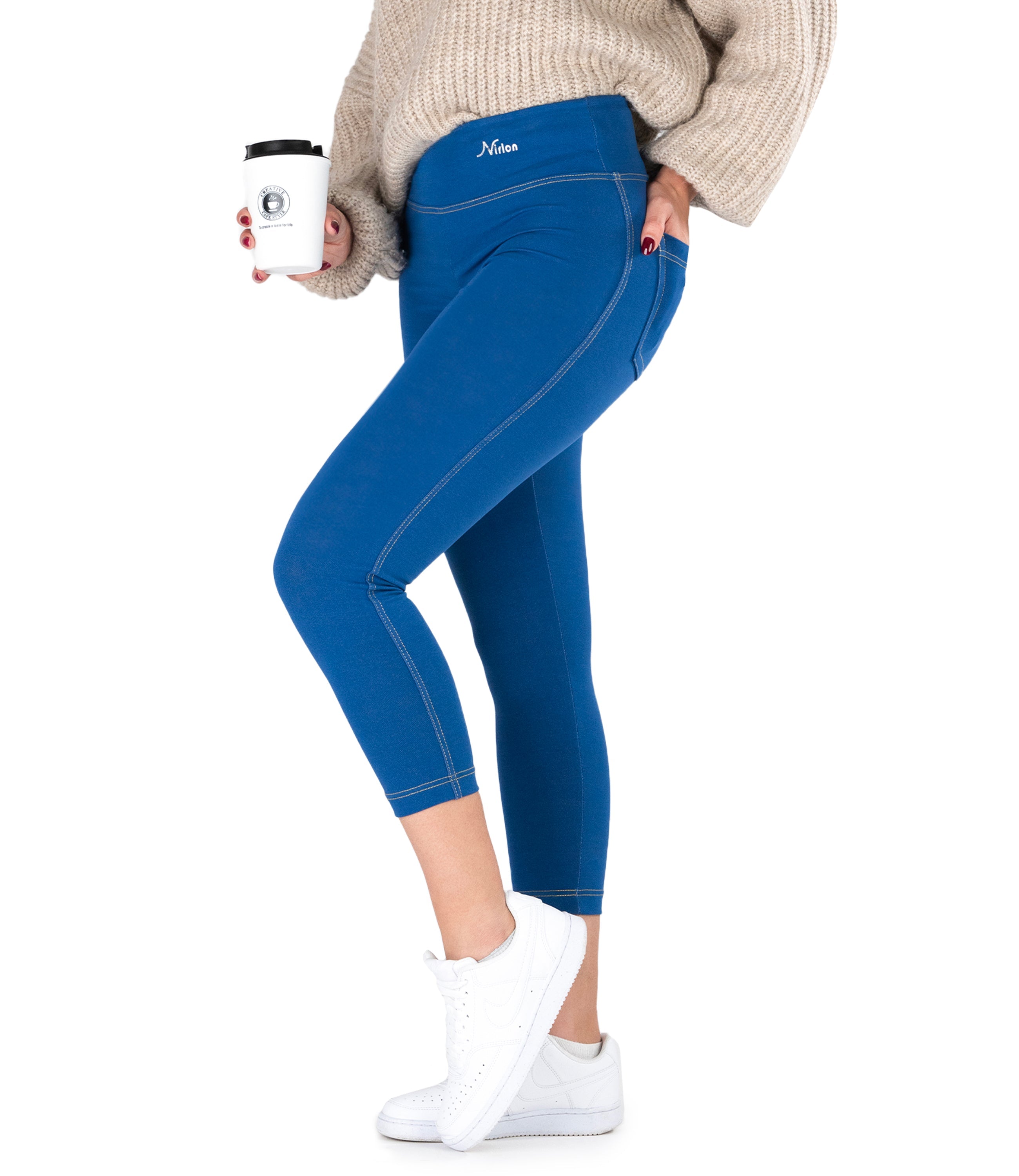 NirJEANS™ High Waist Denim-Look 7/8 Jeggings for Women