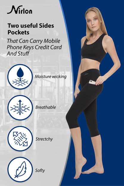 High Waist Capri Leggings with Pockets for Women