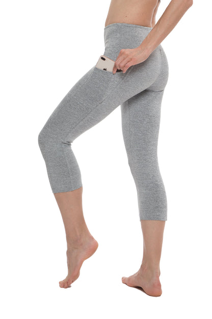 High Waist Capri Leggings with Pockets for Women
