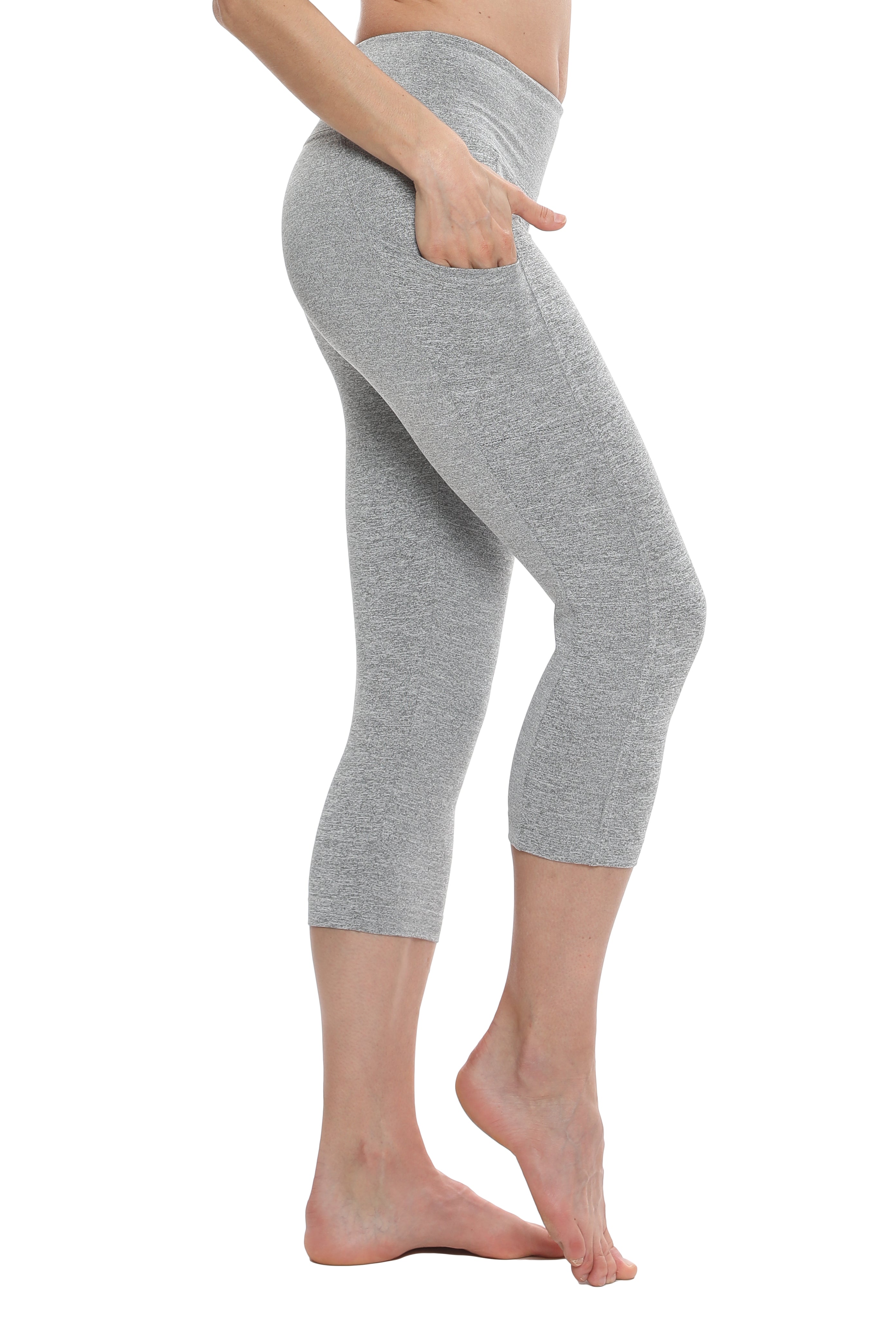 High Waist Capri Leggings with Pockets for Women