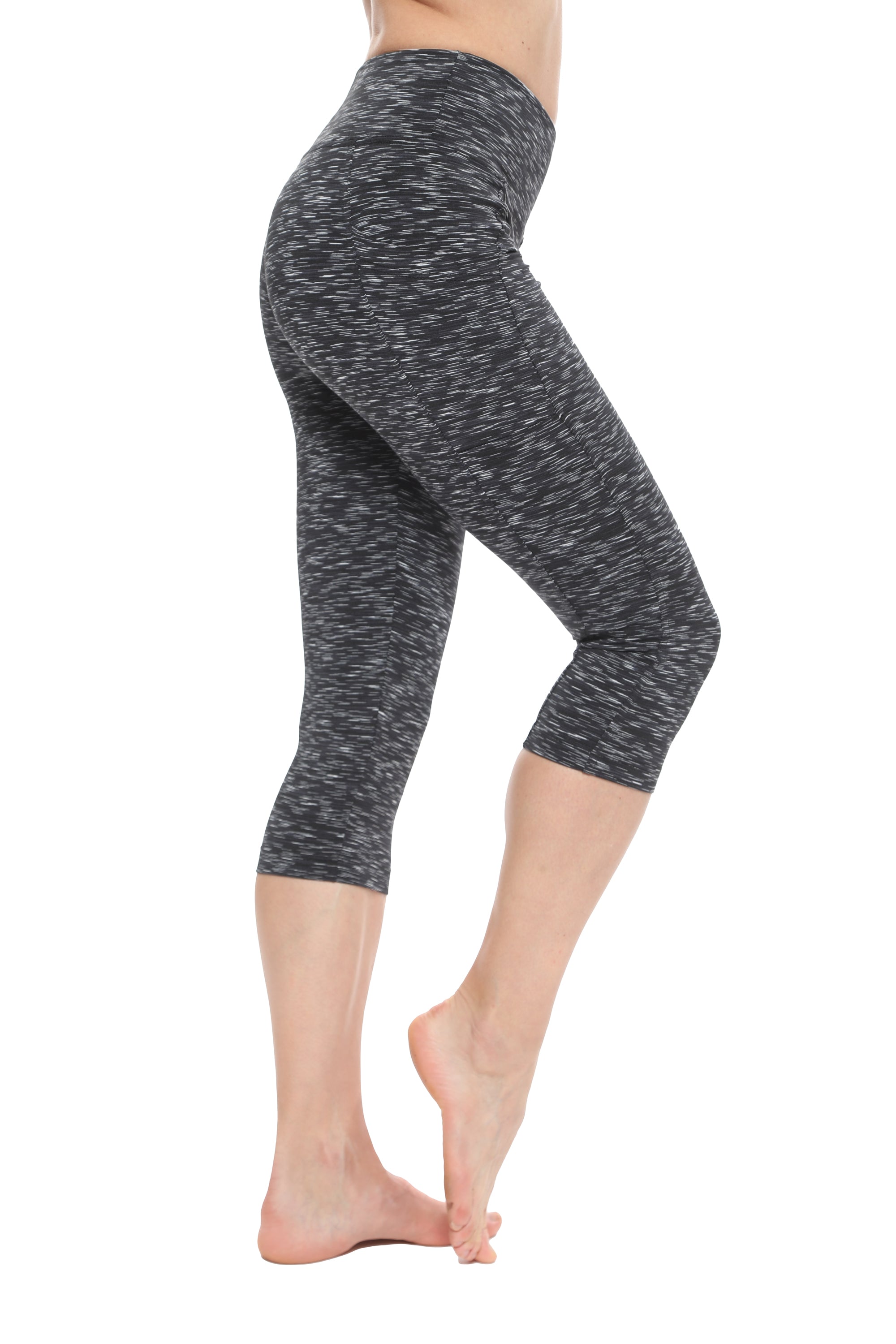 High Waist Capri Leggings with Pockets for Women