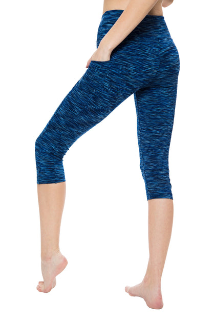 High Waist Capri Leggings with Pockets for Women