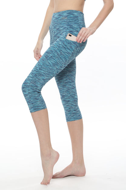High Waist Capri Leggings with Pockets for Women