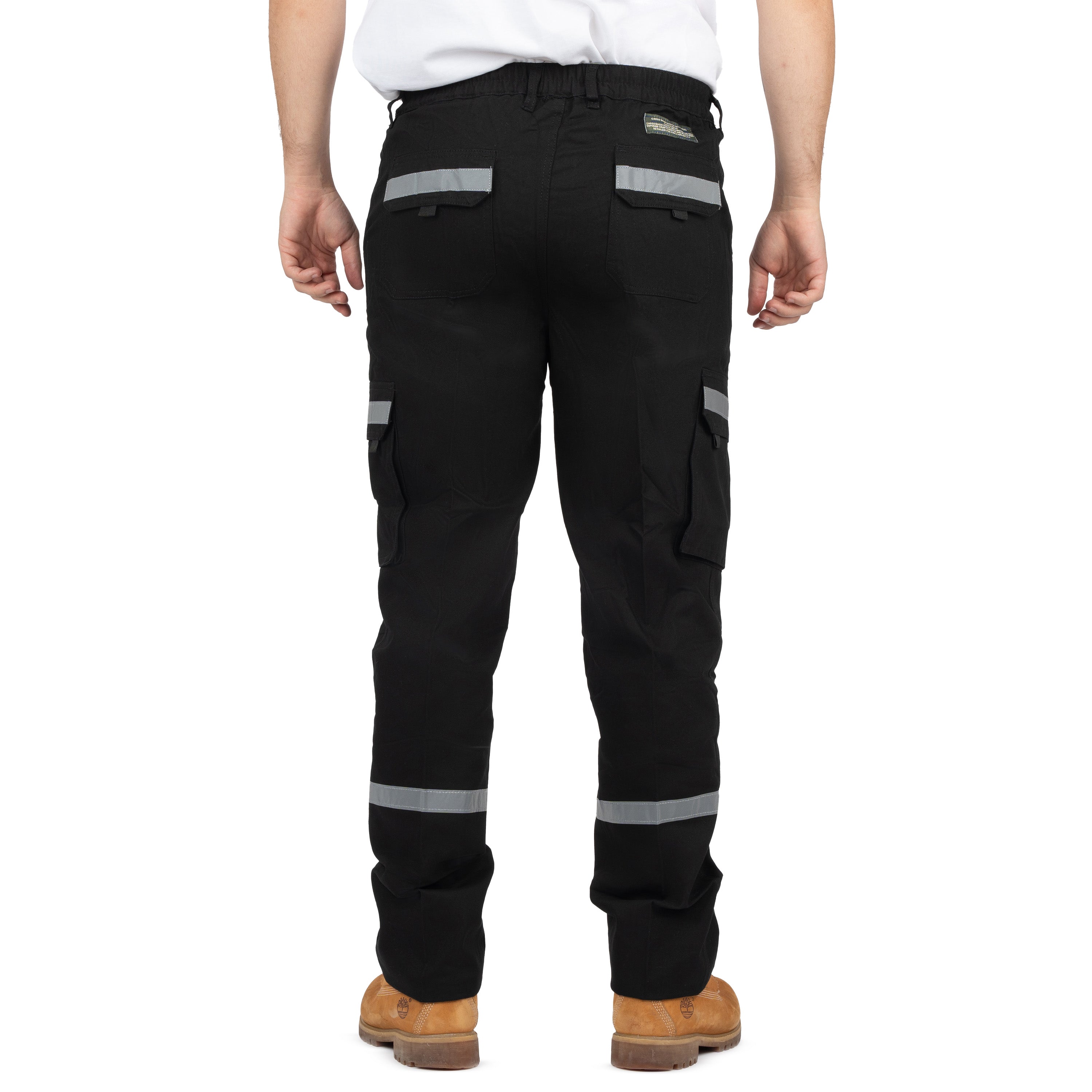 Men's 6-Pocket Reflective Cargo Pants with Elastic Back - Nirlon