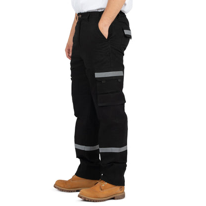 Men's 6-Pocket Reflective Cargo Pants with Elastic Back - Nirlon
