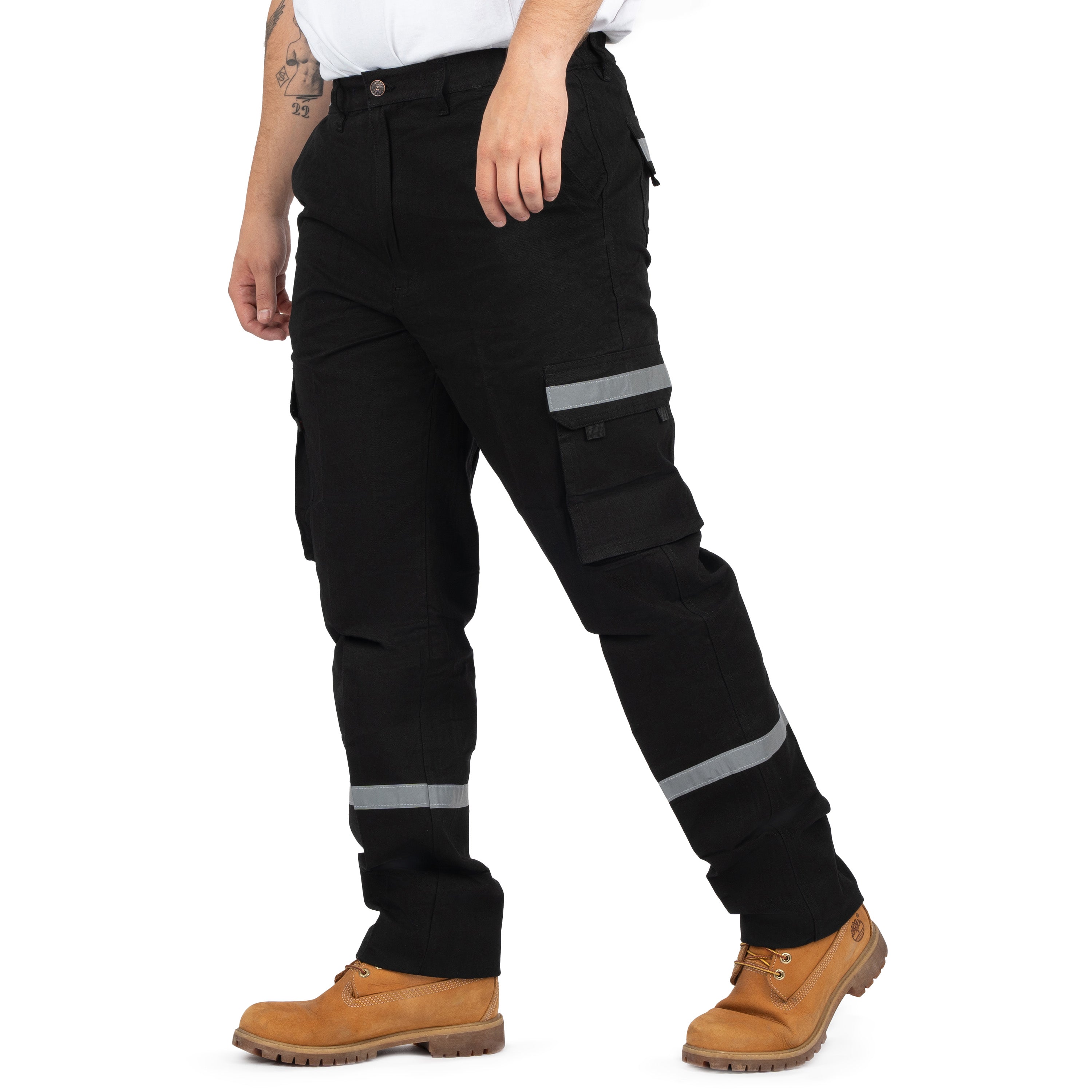 Men's 6-Pocket Reflective Cargo Pants with Elastic Back - Nirlon