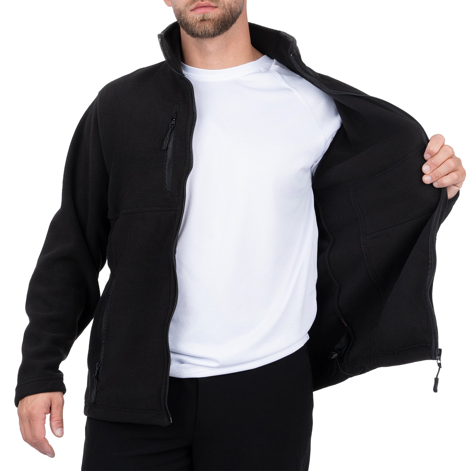 Zip Up Fleece Jacket with 3 Pockets for Men - Nirlon