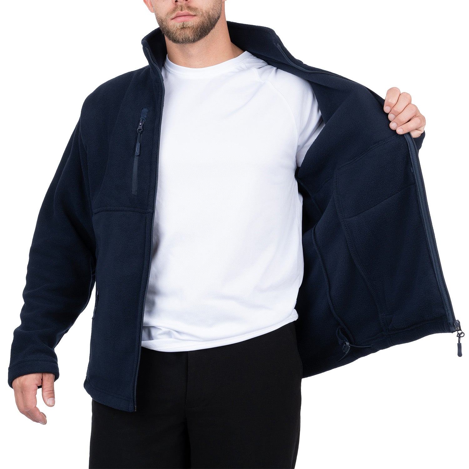 Zip Up Fleece Jacket with 3 Pockets for Men - Nirlon