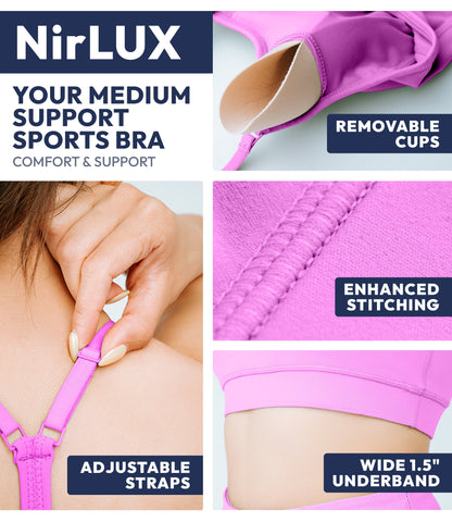 NirLUX™ Y Back Sports Bra for Women with Adjustable Straps