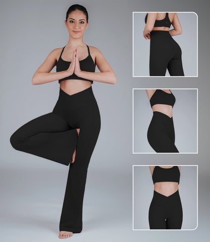 NirLUX™ Crossover High Waist Flare Leggings 28" Inseam