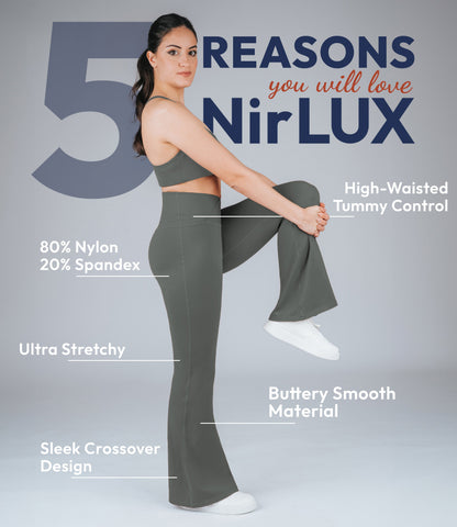 NirLUX™ Crossover High Waist Flare Leggings 30" Inseam