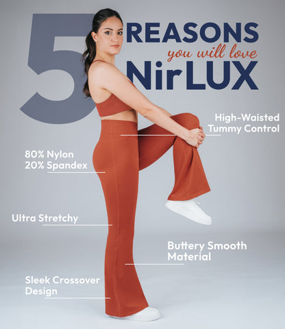 NirLUX™ Crossover High Waist Flare Leggings 32" Inseam