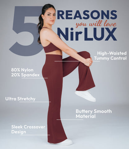 NirLUX™ Crossover High Waist Flare Leggings 30" Inseam