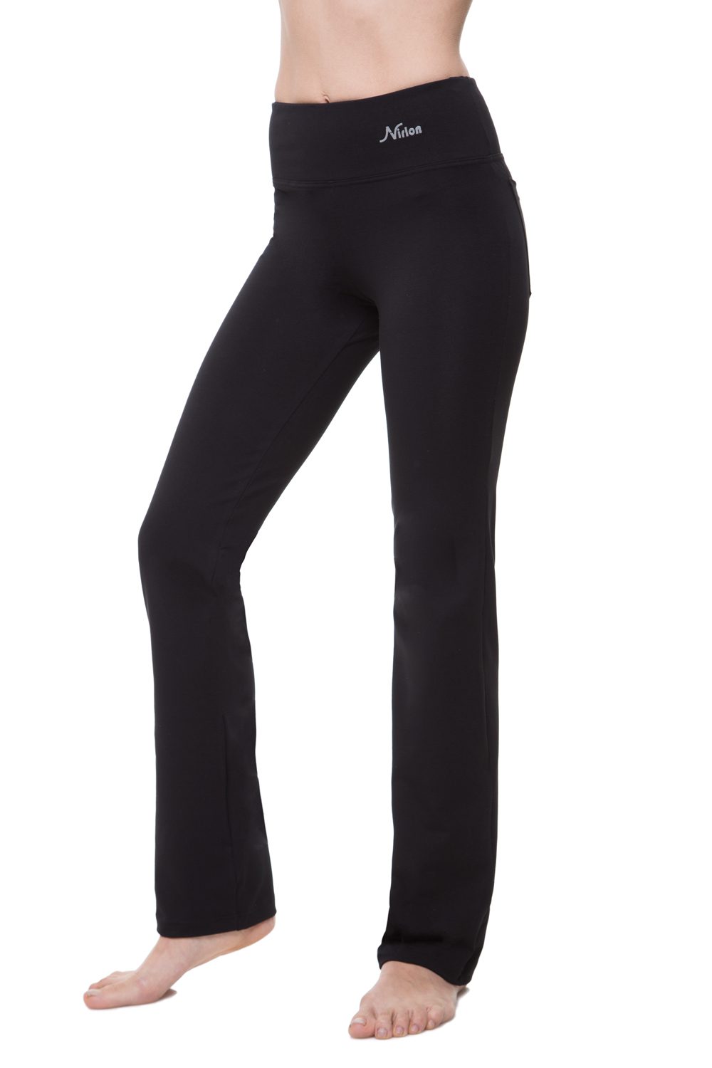 Straight Leg Yoga Pants With Pockets for Women – Black – Nirlon